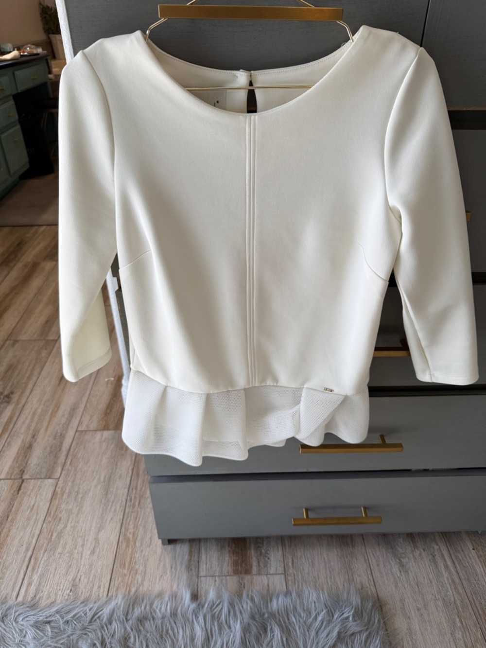Elegant White Peplum Ruffle Tunic Top
